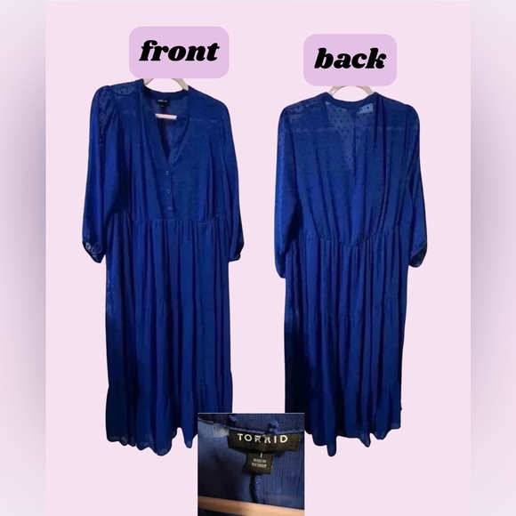 Torrid Sheer Dot Dress Blue EUC​​​ - Picture 3 of 4